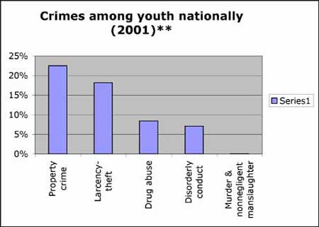 Crimes among youth nationally