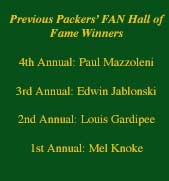 Past Packers' FAN Hall of Fame Winners