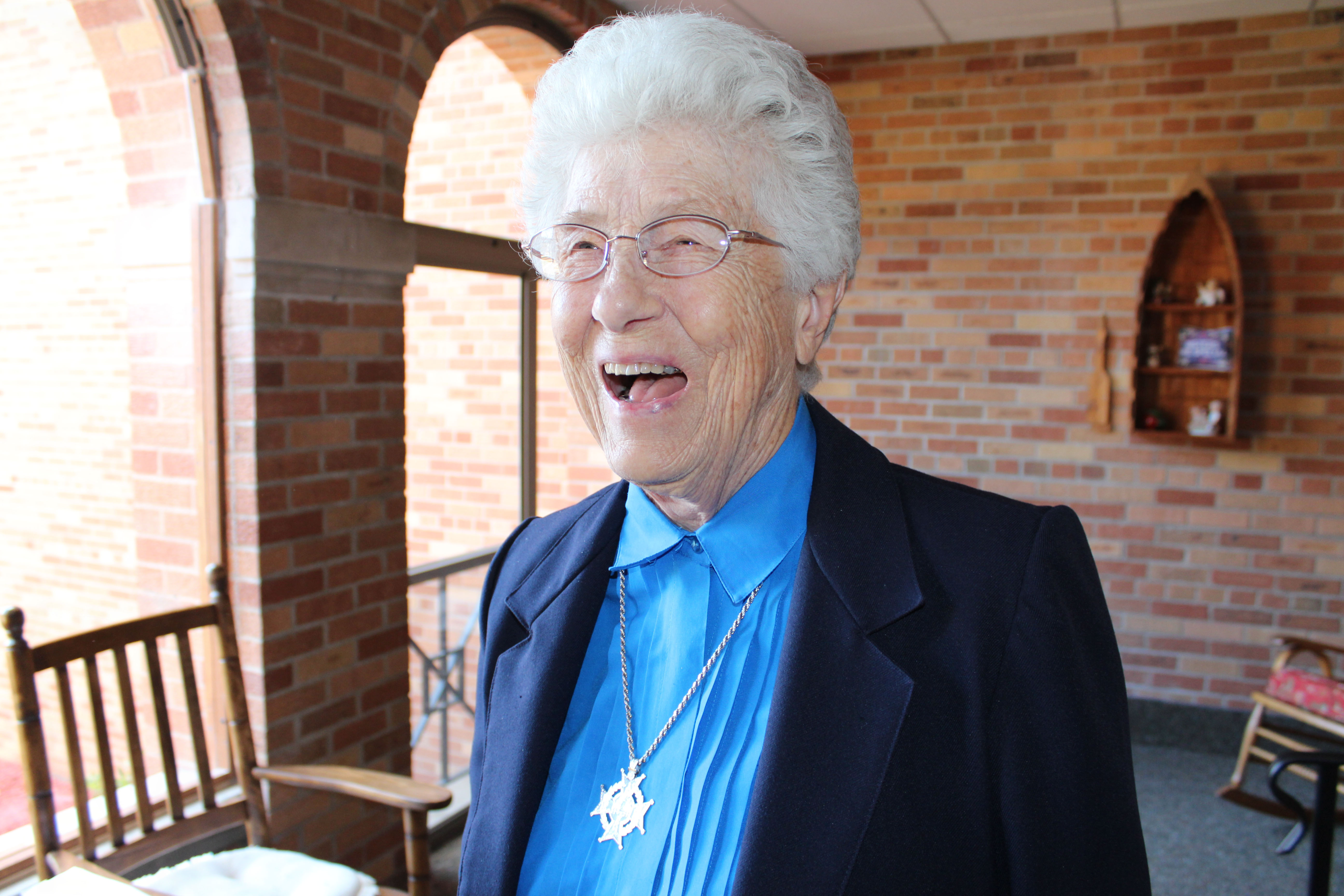 Full of life, Sister Leclare Beres easily erupts in laughter. 
Photo by: Stephanie Wezelman