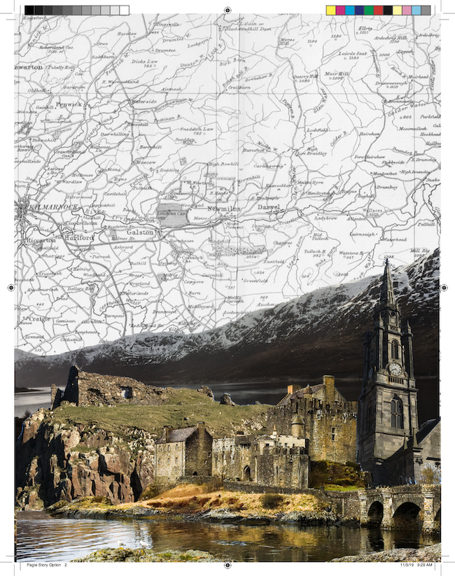 Collage of Scotland map and architecture